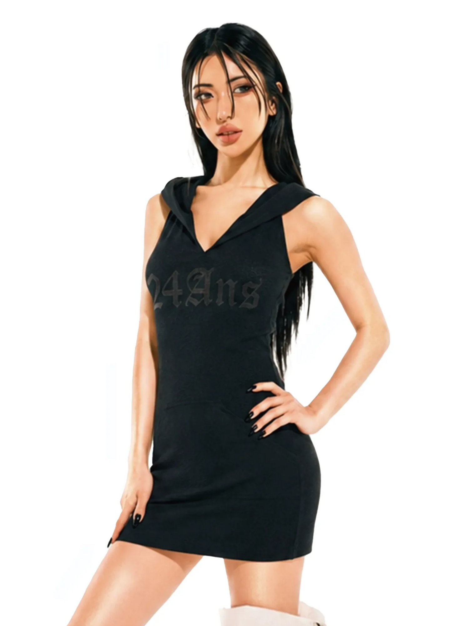 24ANS x UWA Backless Hooded Mini Dress