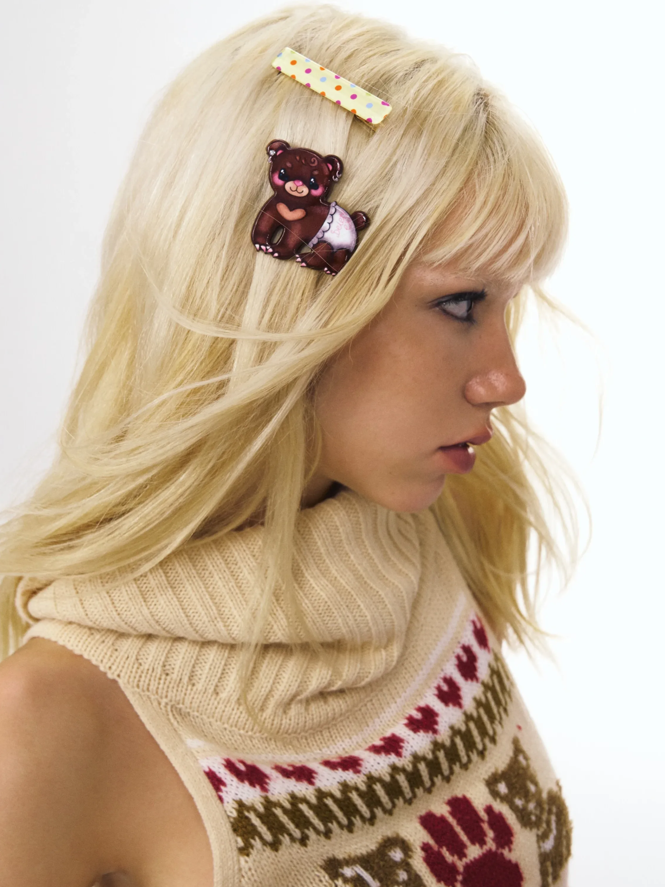 Bear Heart Hair Clips