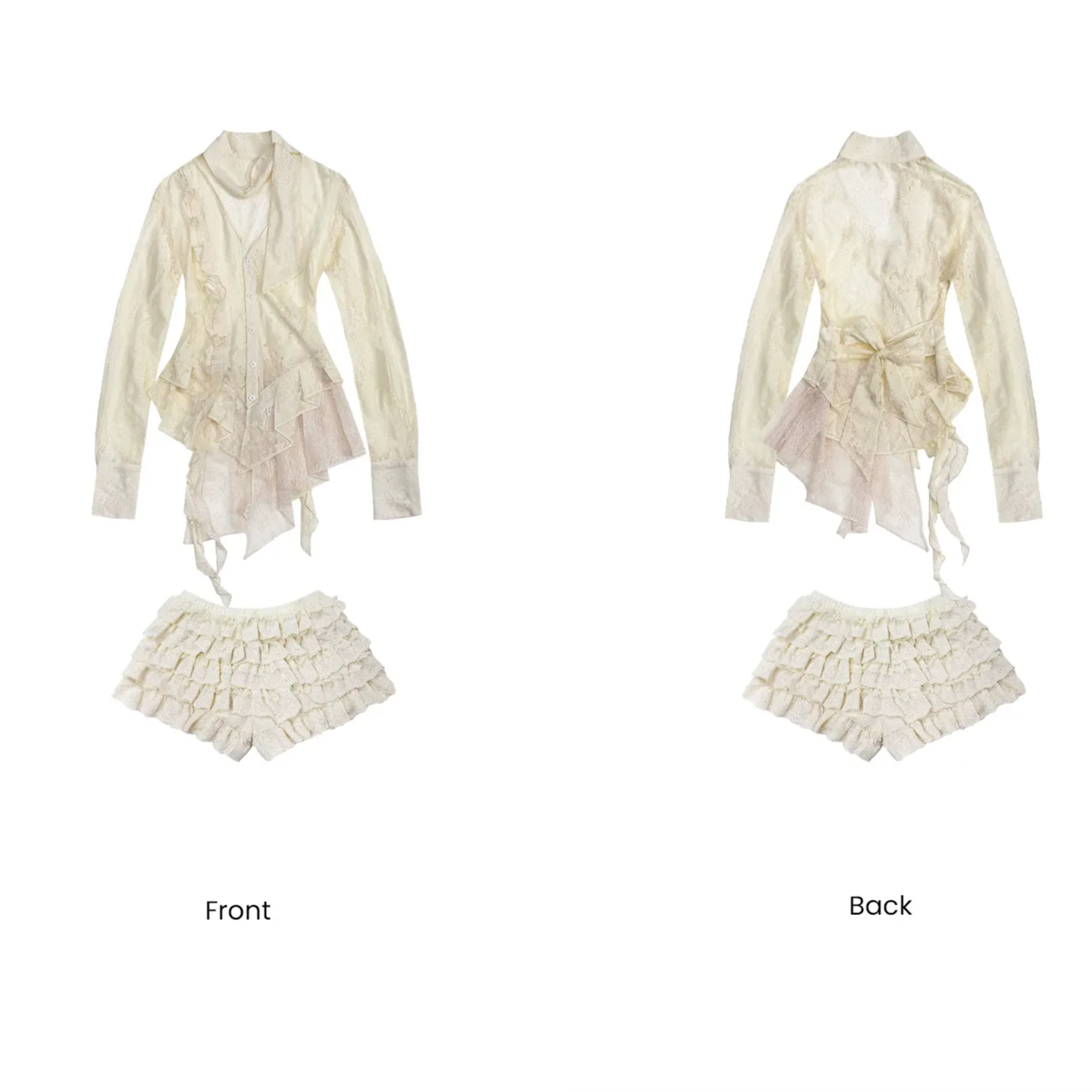 Lace Panel Adjustable Shirt Set