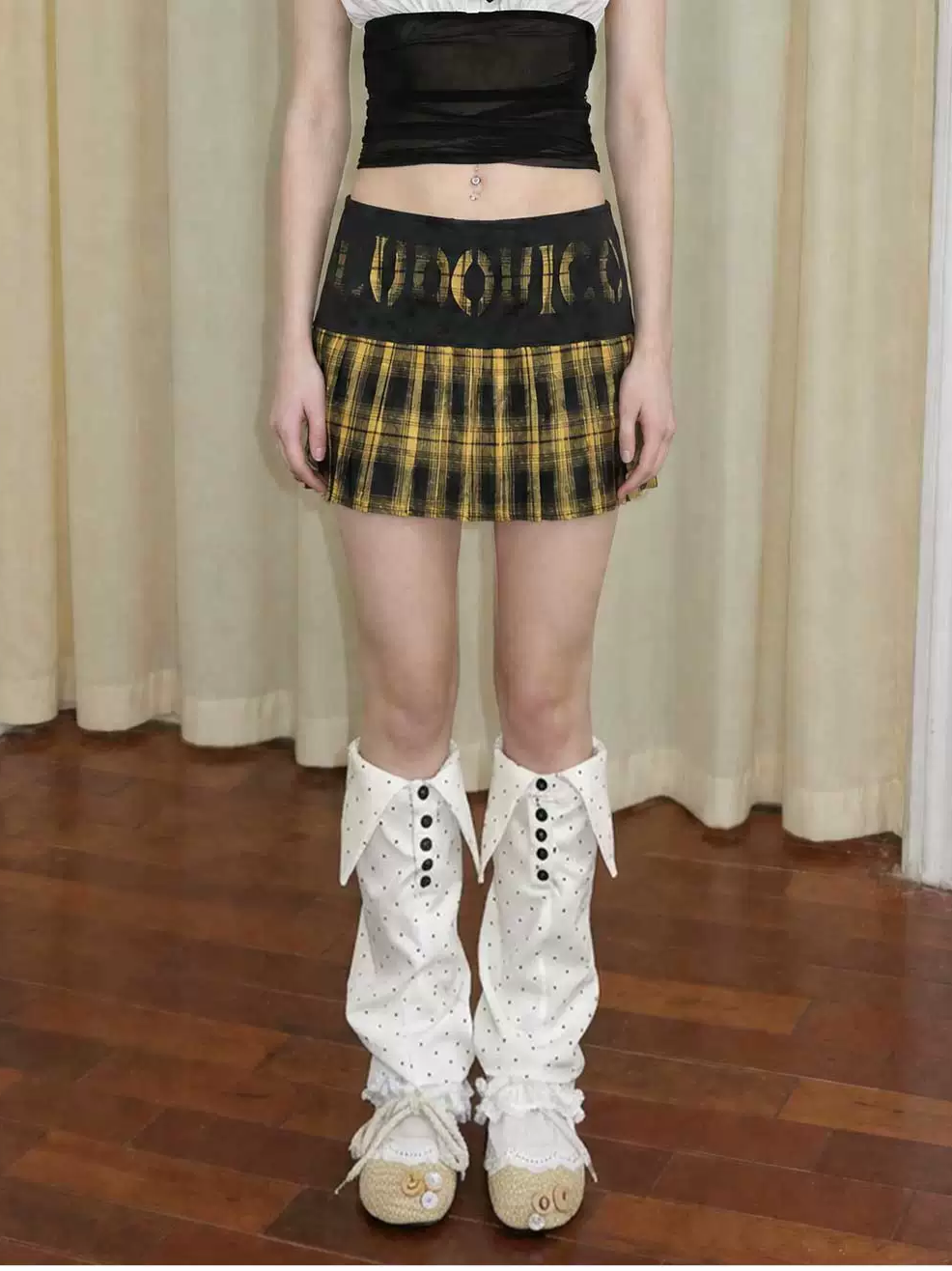 Plaid Pleated Low-Waist Mini Skirt
