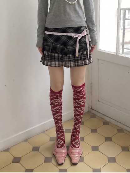 Plaid Pleated Mini Skirt