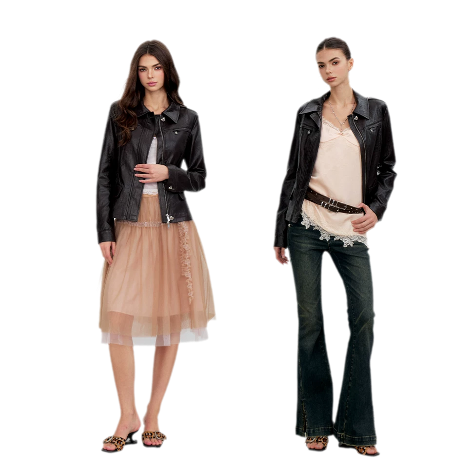 Distressed Cinched Waist PU Jacket