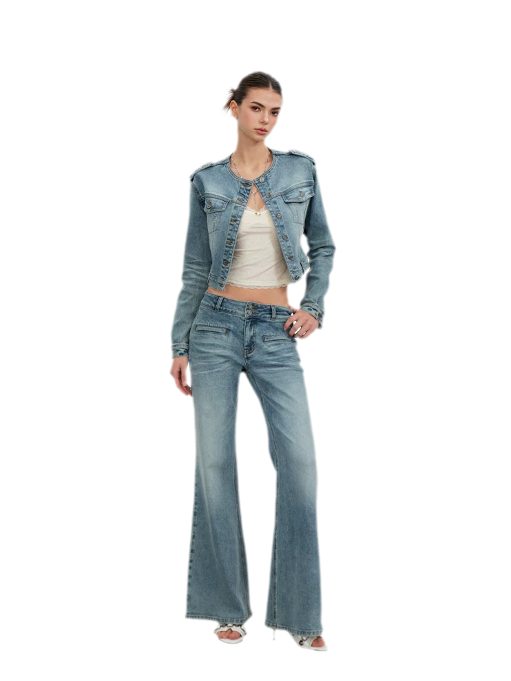 Washed Cat-Whisker Flare Jeans