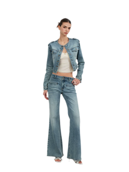 Washed Cat-Whisker Flare Jeans