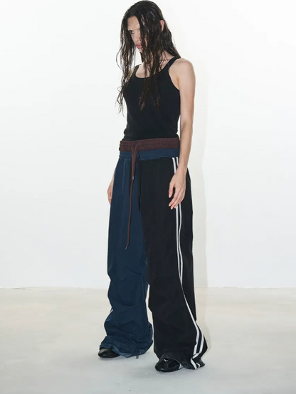 Pleated Wide-Leg Track Pants