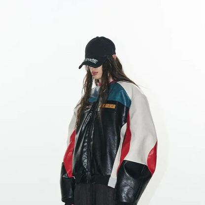Color-Blocked Embroidered Padded Jacket
