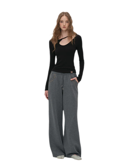 Air-Layer Rivet Wide-Leg Pants