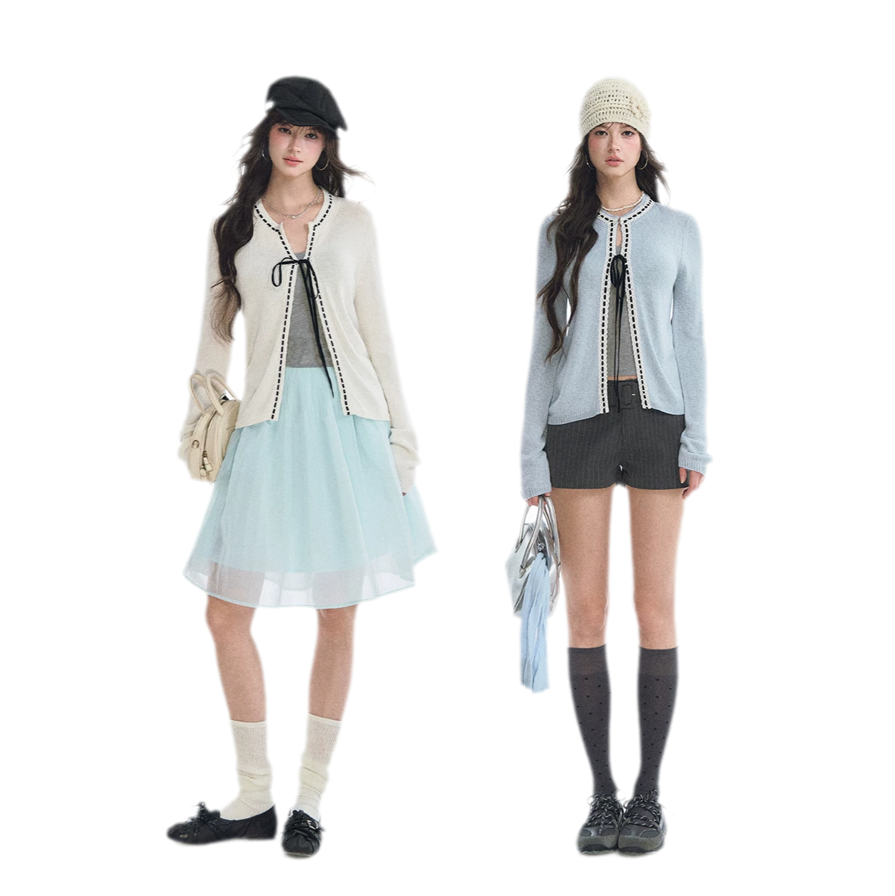 Fine Knit Contrast Trim Cardigan