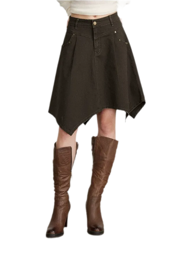 Cotton Utility Asymmetric Midi Skirt