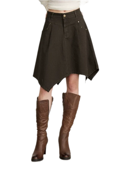 Cotton Utility Asymmetric Midi Skirt