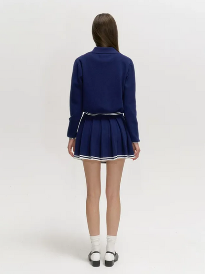 Contrast Stripe Knitted Cropped Jacket