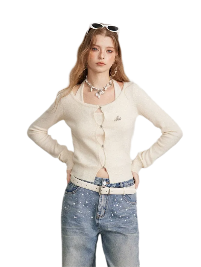 Soft Halter Cropped Cardigan