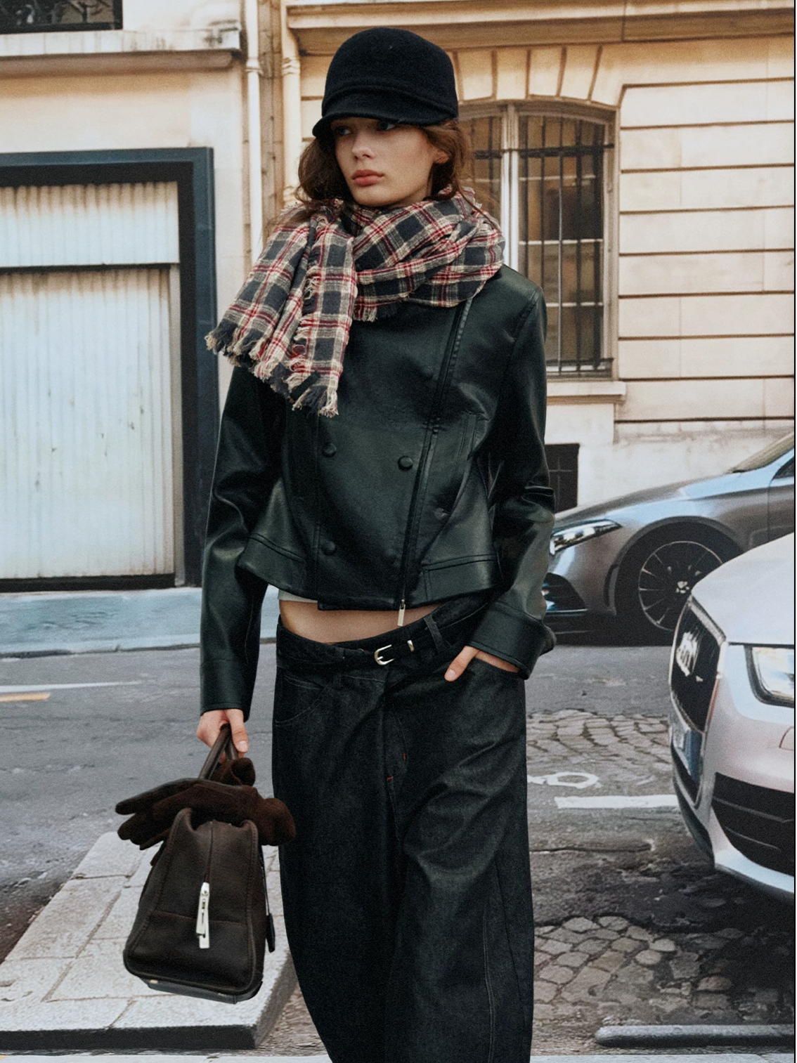 Wool Plaid Fringed Scarf