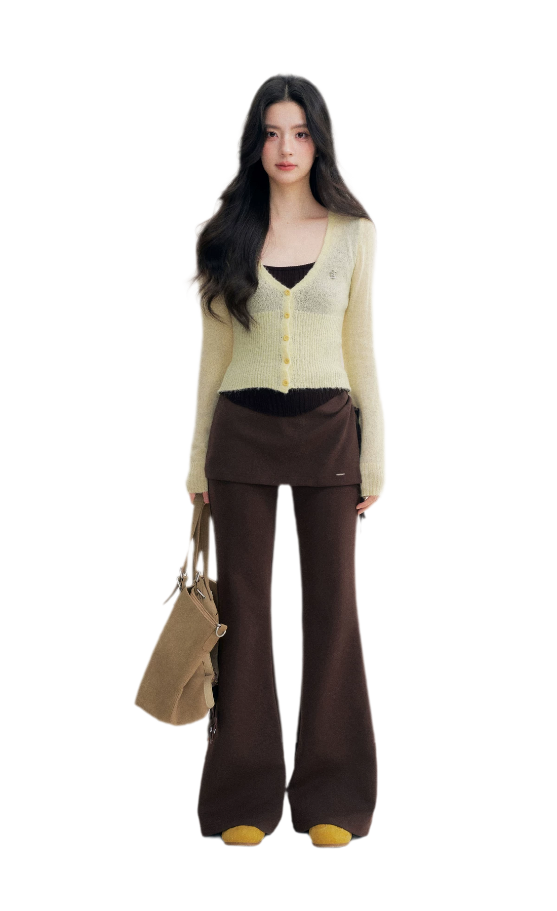 Brushed Contrast V-Neck Sweater