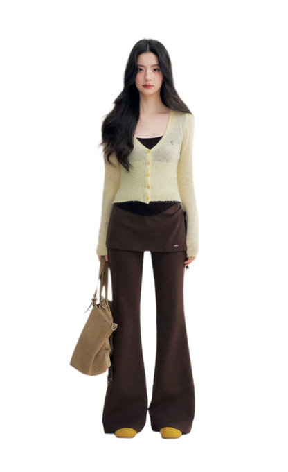 Brushed Contrast V-Neck Sweater