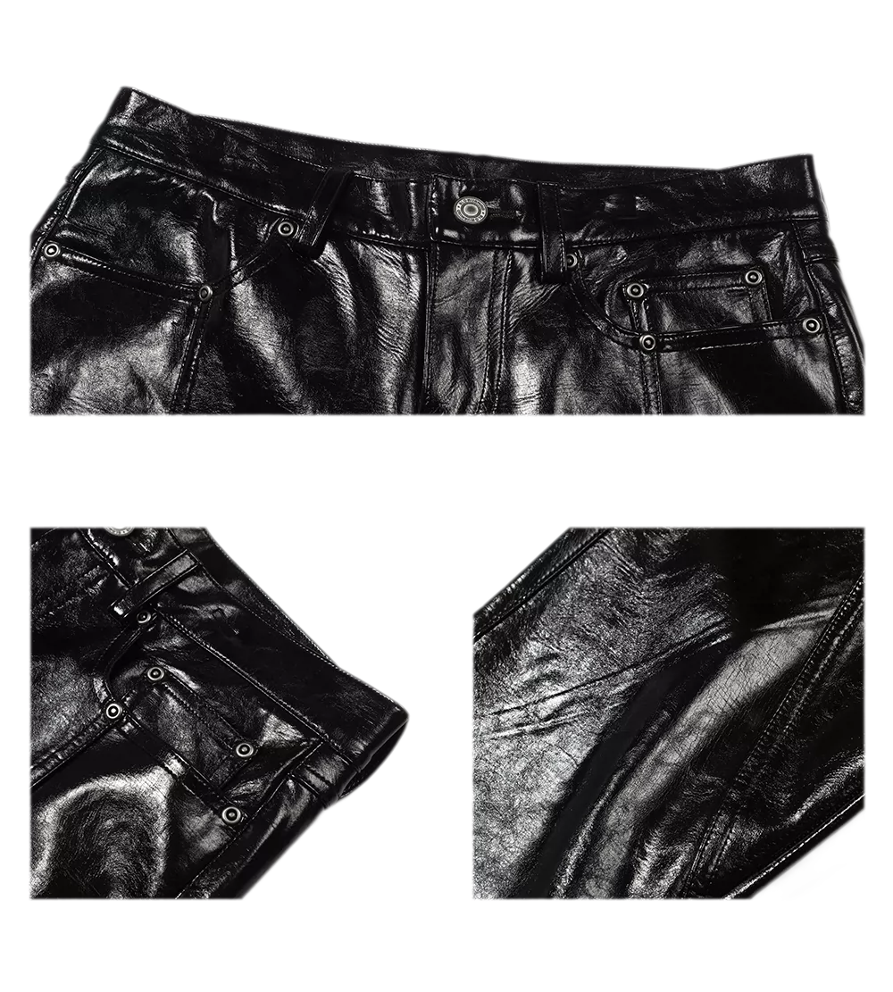 Black PU Flared Pants