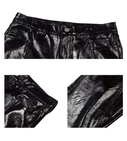 Black PU Flared Pants