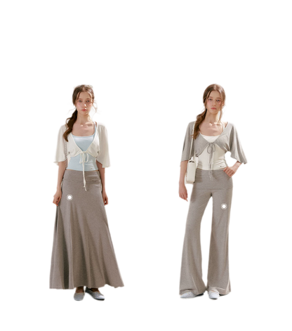 Airy Cloud Feel Halter U-Neck Vest and Batwing