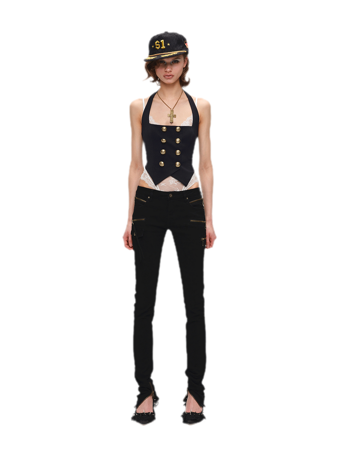 Vintage Navy Style Knit Halter Vest