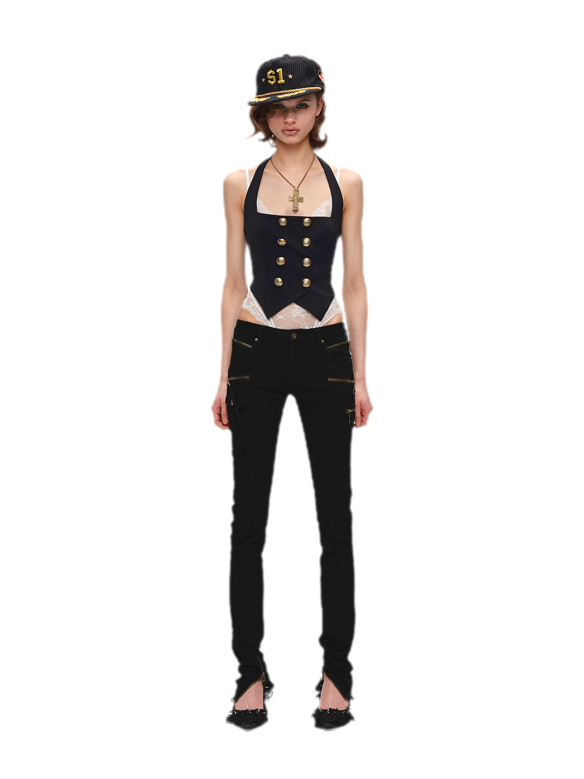 Vintage Navy Style Knit Halter Vest