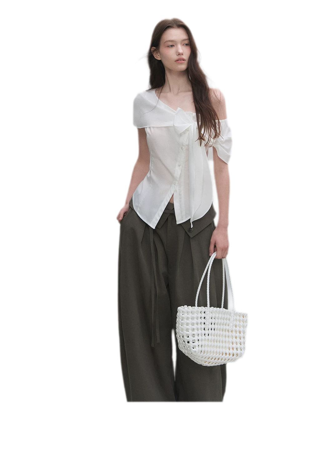 Asymmetric Bow Waist Blouse