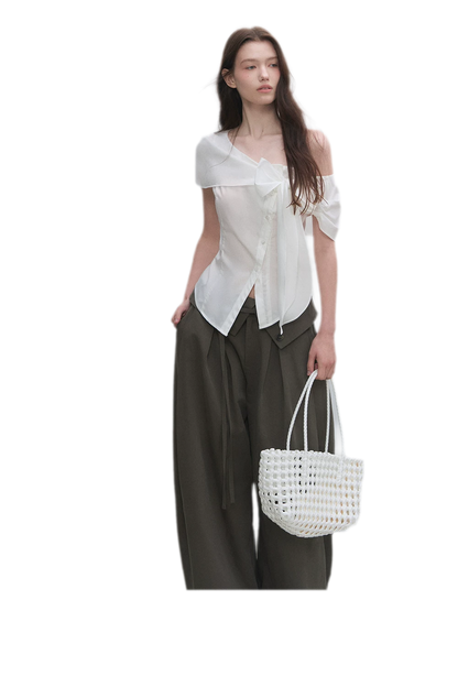 Asymmetric Bow Waist Blouse