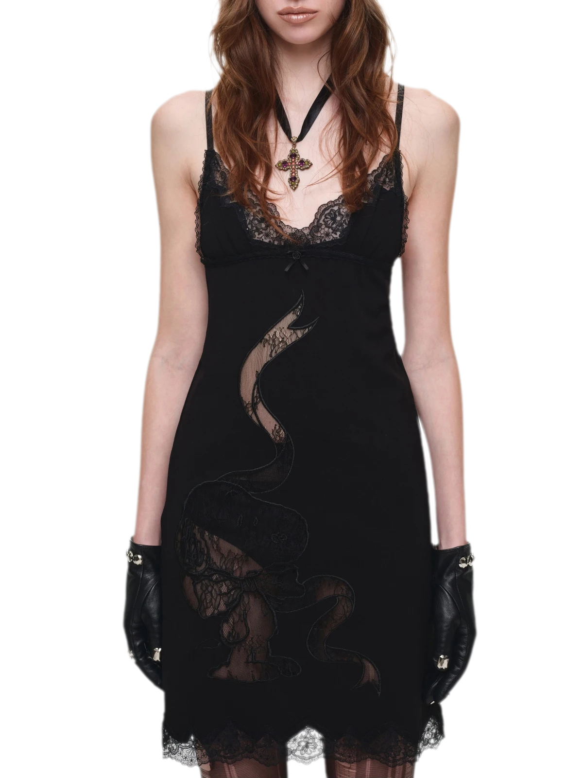 Lace Appliqué Fitted Slip Dress