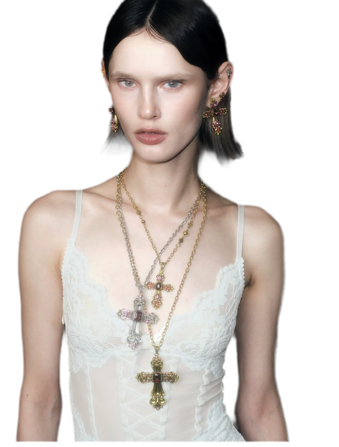 Baroque Cross Pendant Necklace