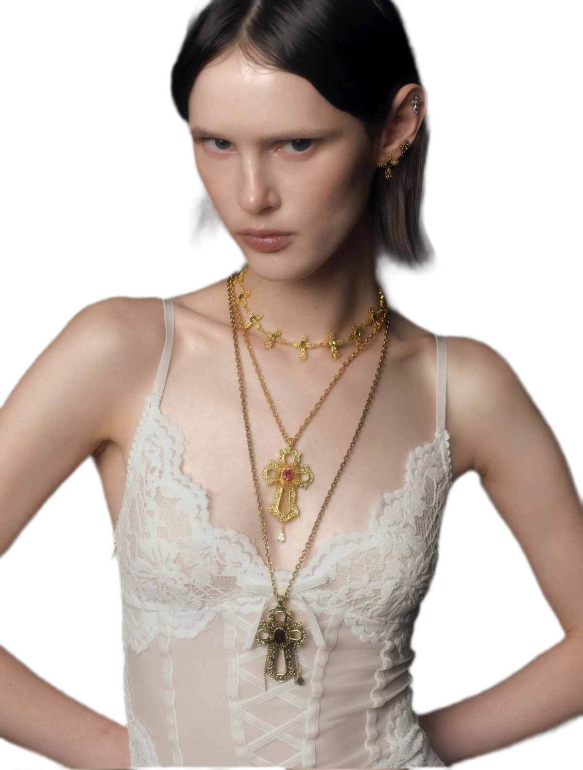 Collar de cruz de cristal barroco