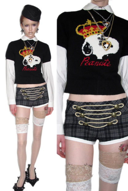 เสื้อสเวตเตอร์ผ้าฝ้ายขนสัตว์ลายแจ็กการ์ด