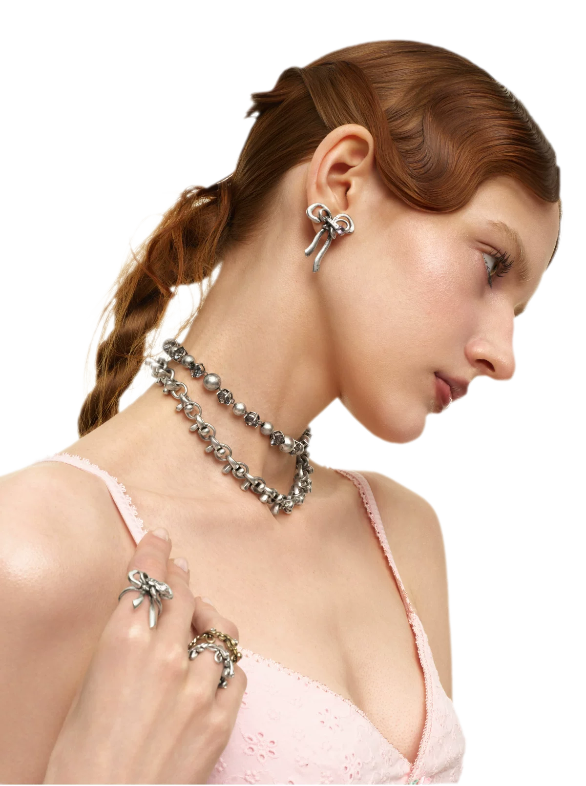 Vintage Bowknot &amp; Zircon Layered Choker