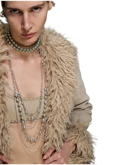 M2M Original Vintage Double Layer Pearl Metal Choker