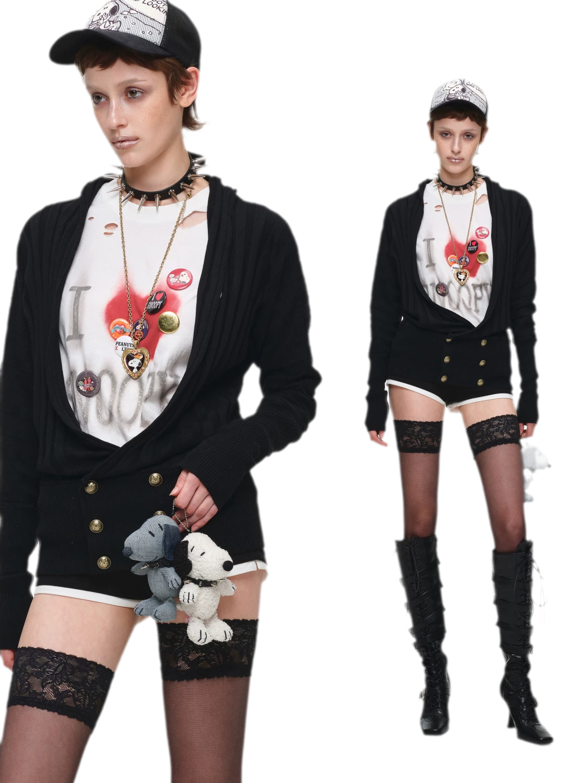 Double-Breasted V-Neck Cardigan