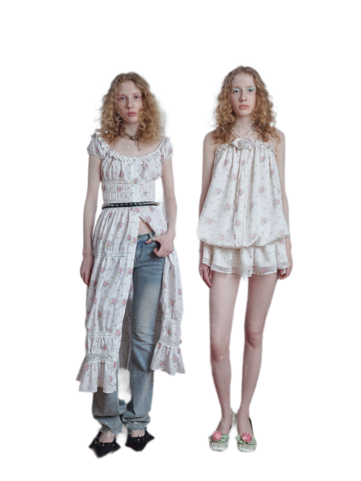 Long Floral Lace Chiffon Dress