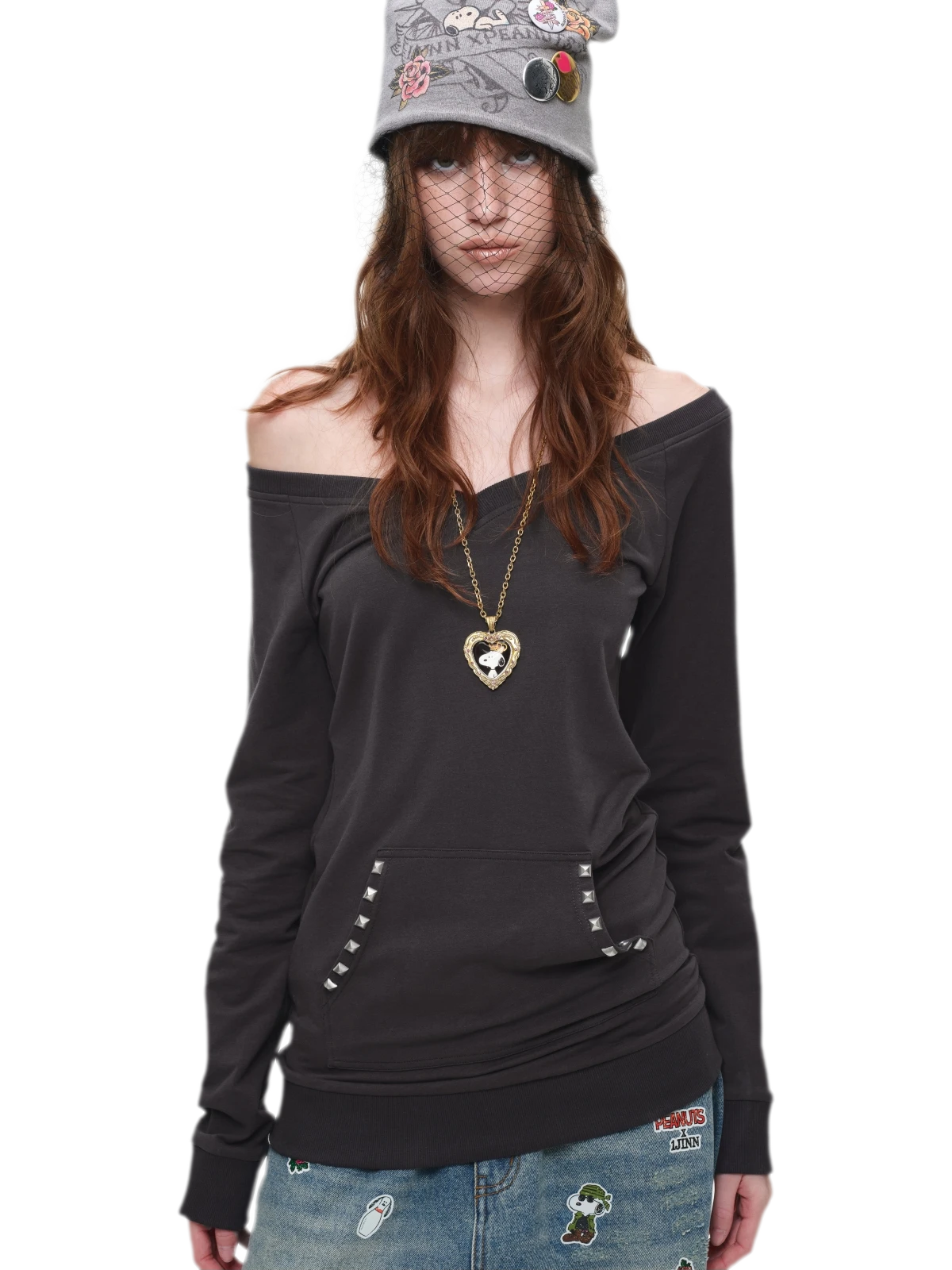 Studded Fitted Sweatshirt Dress