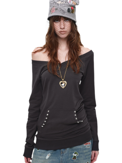 Studded Fitted Sweatshirt Dress