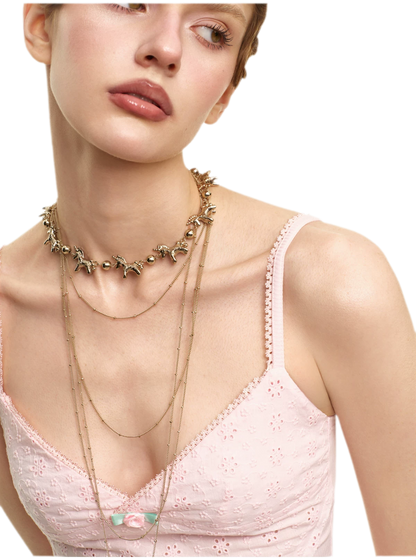 Embossed Pony Clavicle Necklace