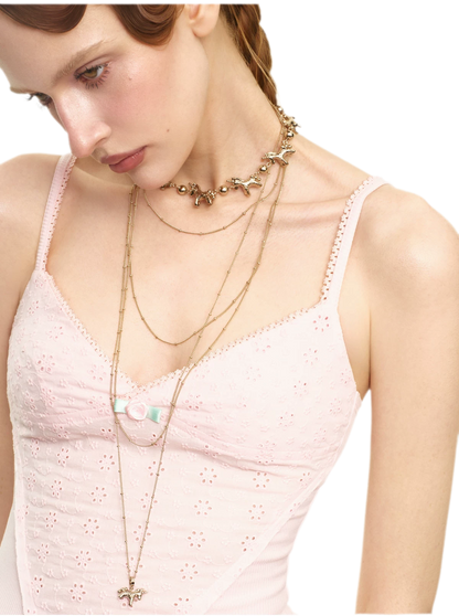 Coffee Gold Layered Sweater Necklace