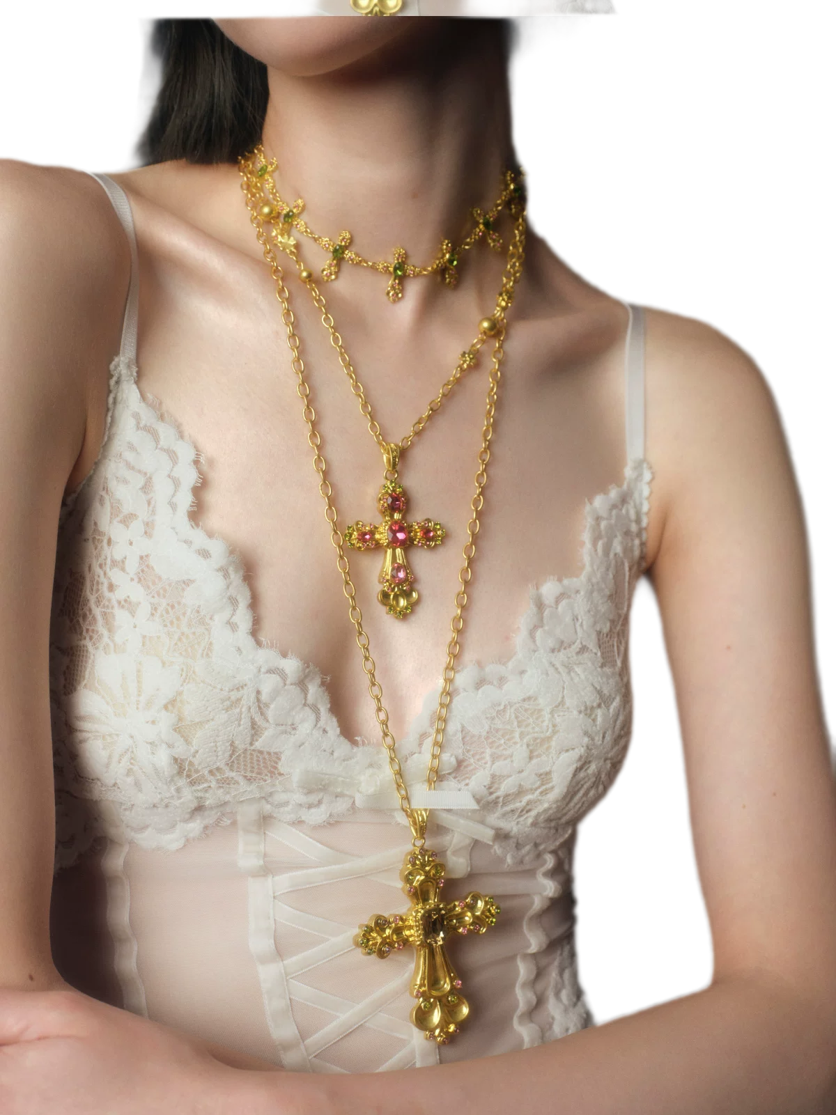 Collana con pendente a croce barocca vintage
