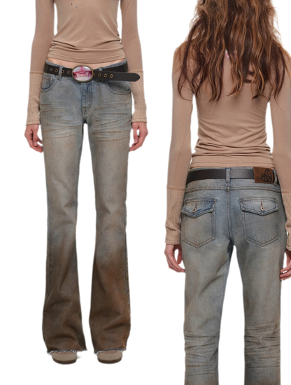 Quần jeans ống loe chuyển màu phong cách vintage
