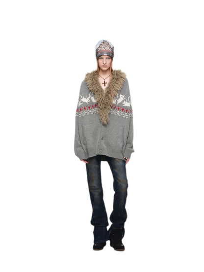 Gilet jacquard Fair Isle avec chats