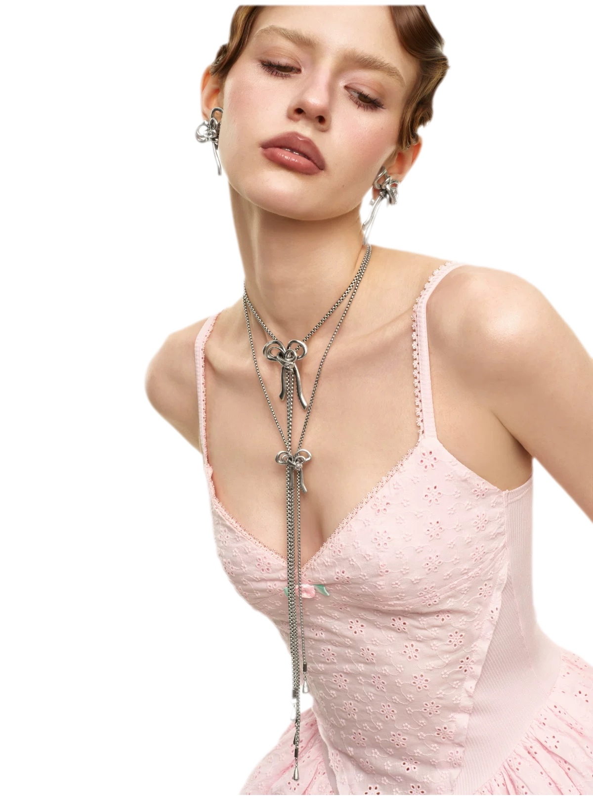 Vintage Rhinestone Bow Necklace