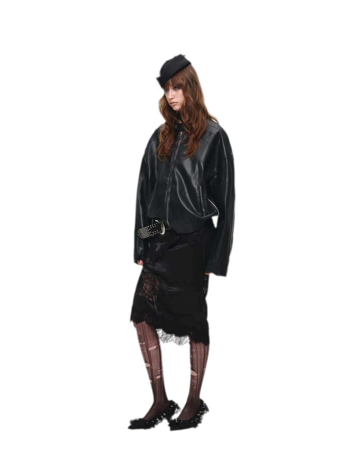 Contrast Trim Cropped PU Jacket