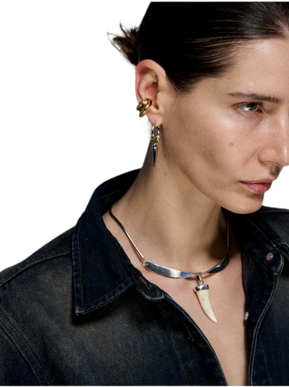 Gold &amp; Silver Tooth Design Earrings