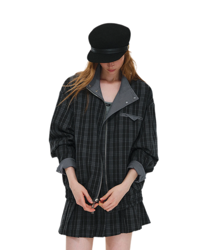 Reversible Plaid Boxy Jacket