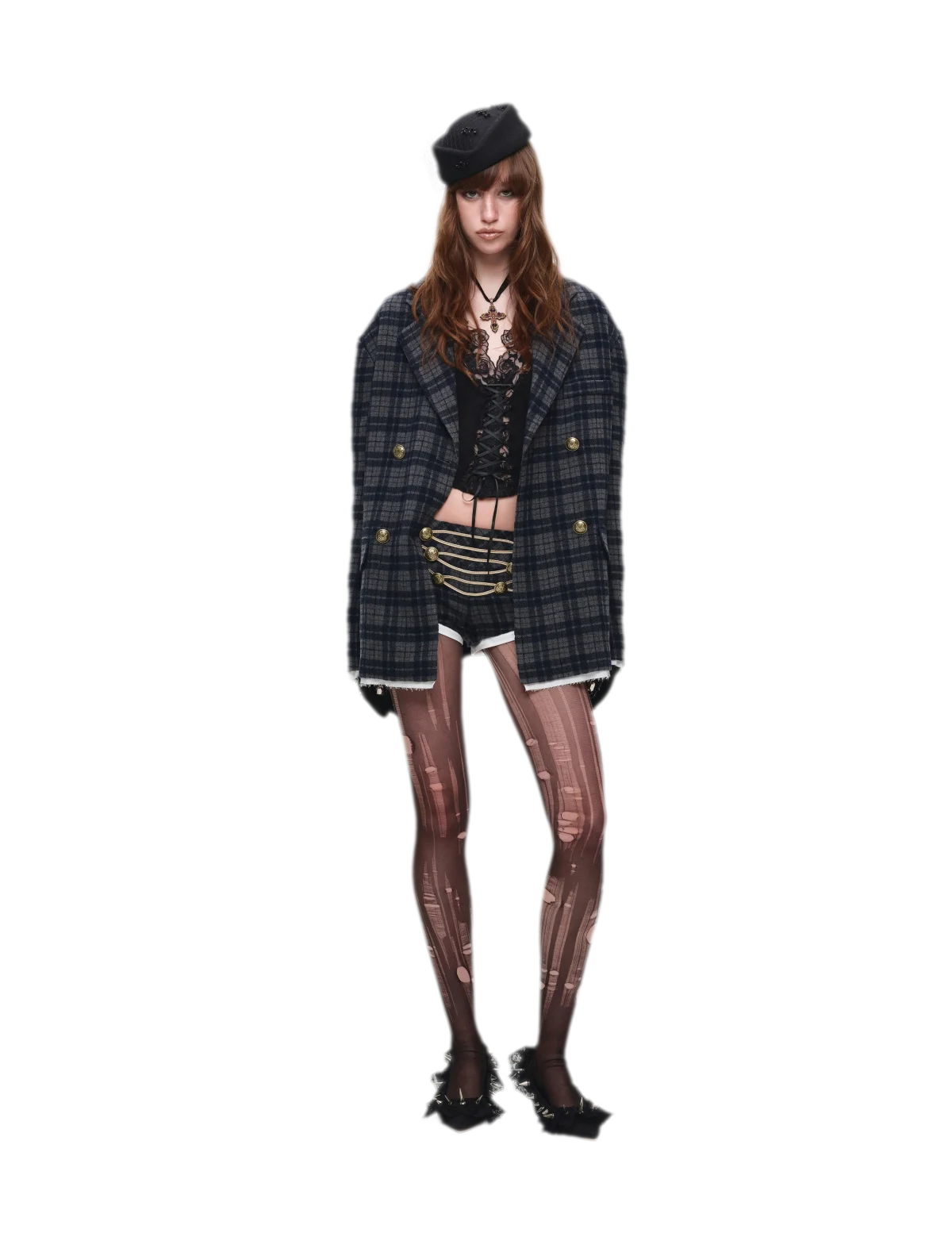 Vintage Plaid Double-Breasted Coat