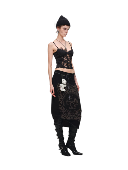 Lace Panel Satin Corset Top
