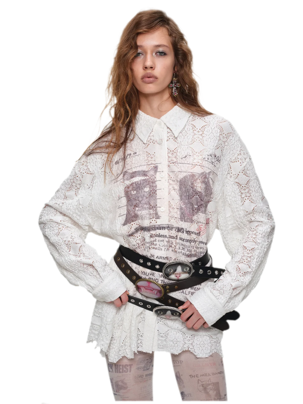 Distressed Cat Graphic Shirt