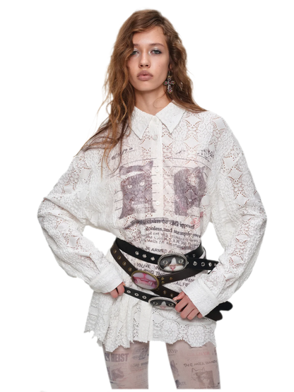 Distressed Cat Graphic Shirt