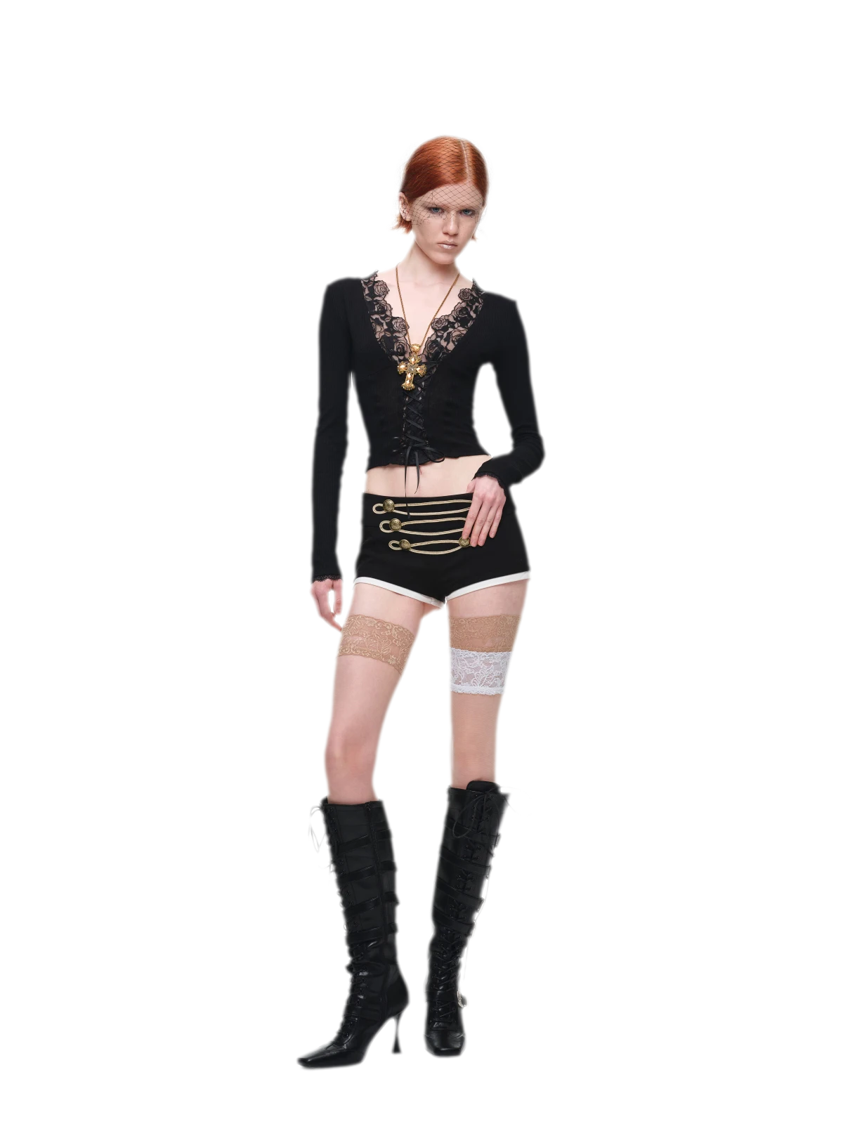 Metal Button Suit Shorts